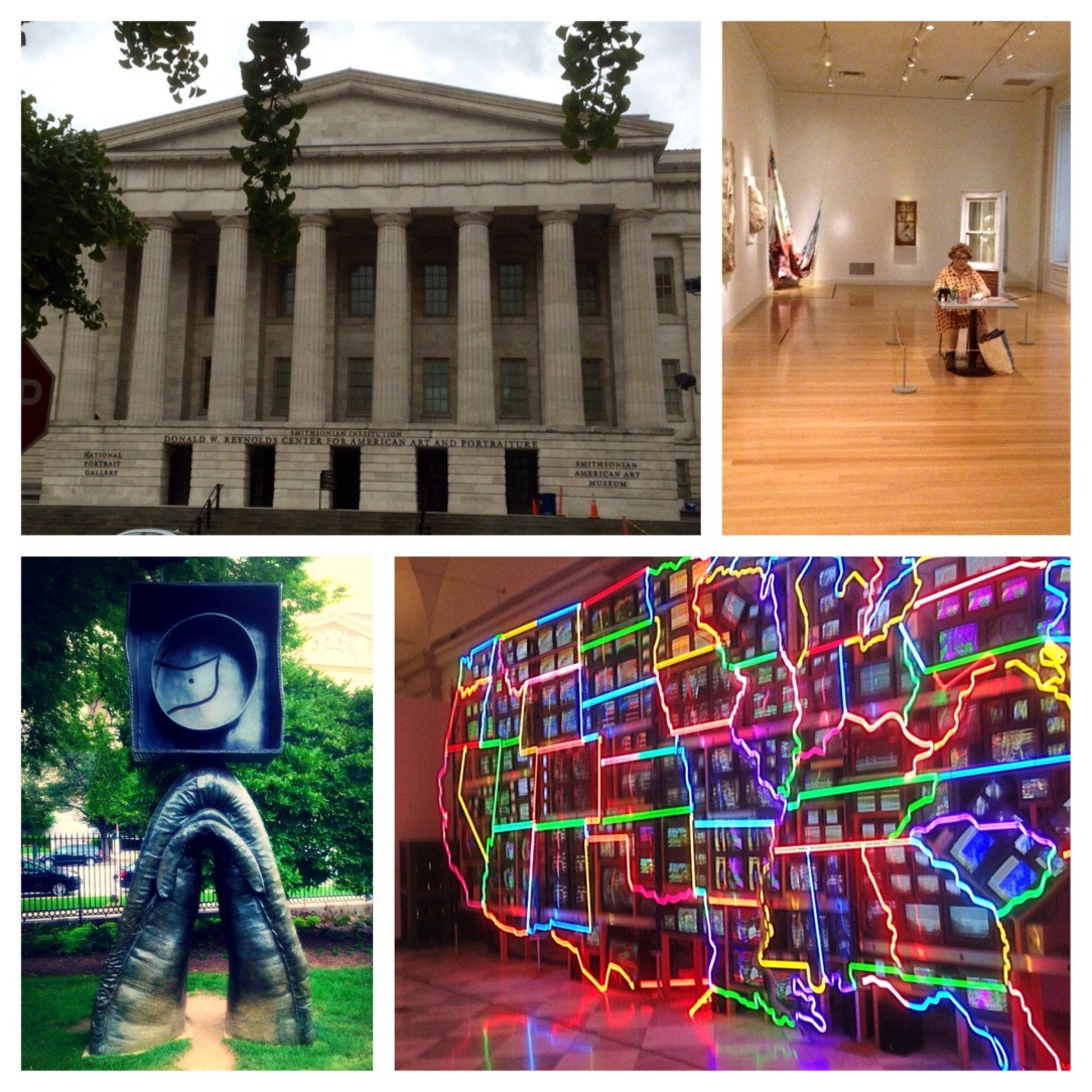 National Portrait Gallery. Joan Miro sculpture in the garden. The Electronic Superhighway.