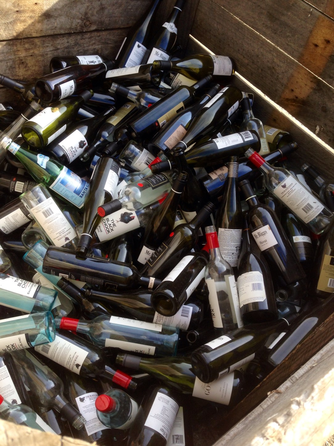 wine bottle recycling at Penny's Hill, McLaren Vale, South Australia