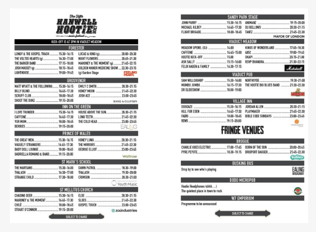 5th Hanwell Hootie programme