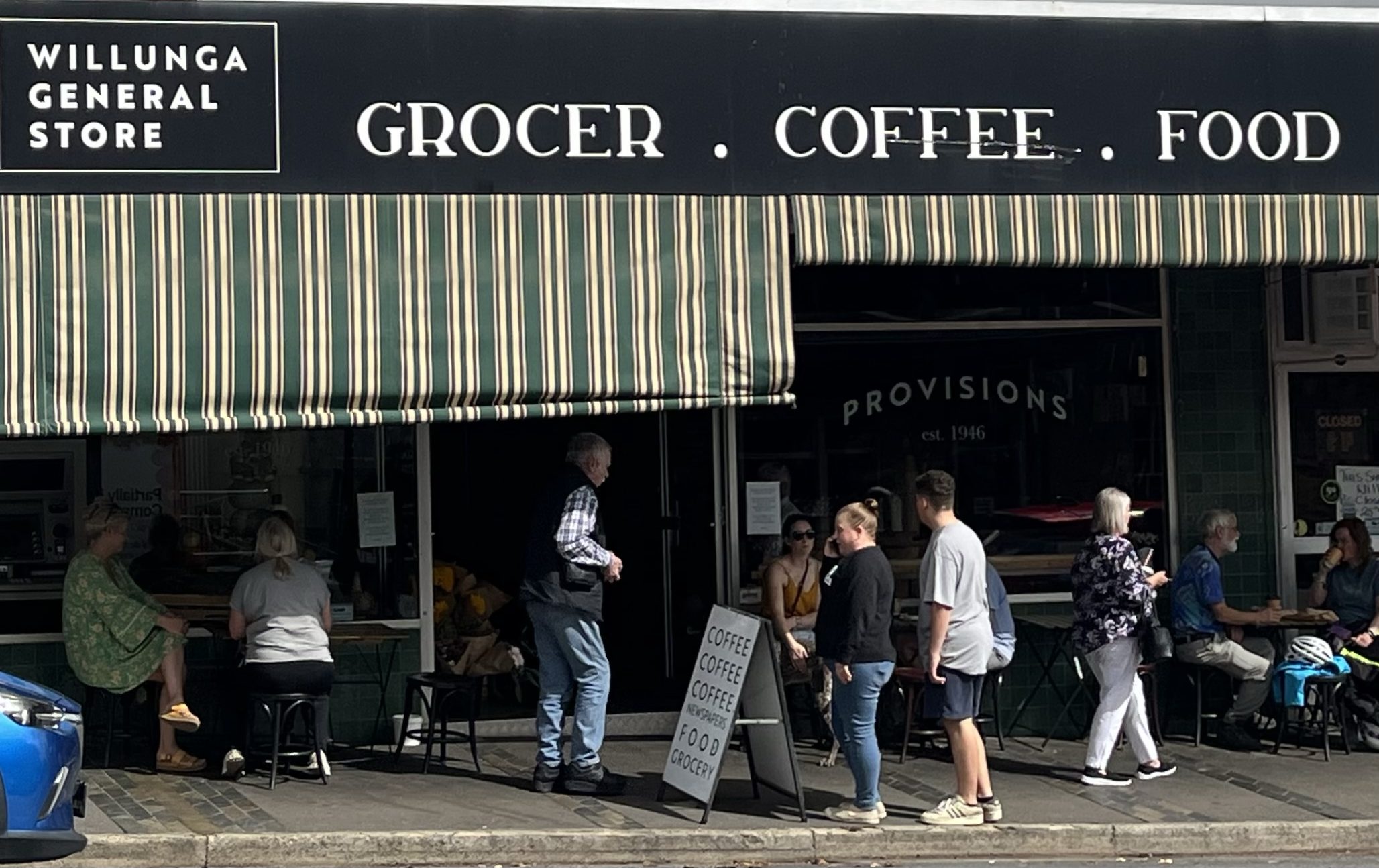 Willunga General Store shopfront with people milling around